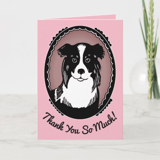 Border Collie Pink & Black Hartelijk dank Bedankkaart (Voorkant)
