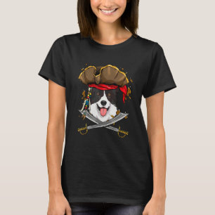 Border Collie Piraat Kinderen Hond Piraat Pompoen T-shirt