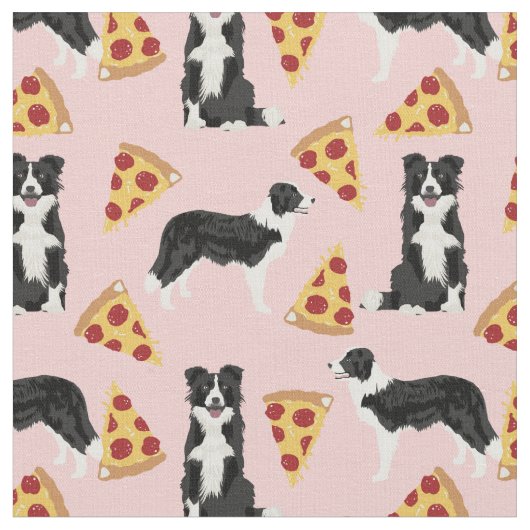 Border Collie pizza roze Stof (Close Up)