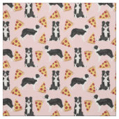 Border Collie pizza roze Stof (Swatch)