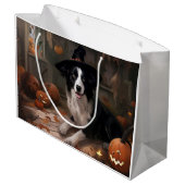 Border Collie Pompoenen Halloween Griezelen Groot Cadeauzakje (Achterkant Gekanteld)