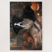 Border Collie Pompoenen Halloween Griezelen Legpuzzel (Verticaal)