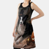 Border Collie Pompoenen Halloween Griezelen Schort (Insitu)