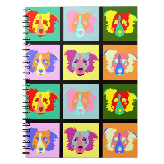 Border Collie Pop Art Notitieboek (Voorkant)
