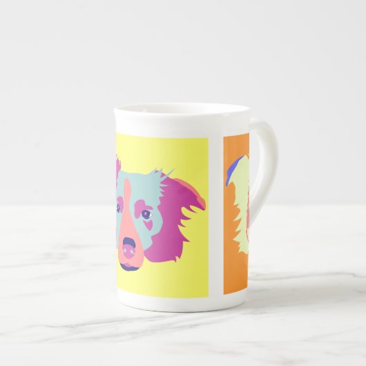 Border Collie Pop Art Porselein Kop (Voorkant rechts)