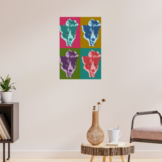 Border Collie Pop Art Poster (Woonkamer 3)