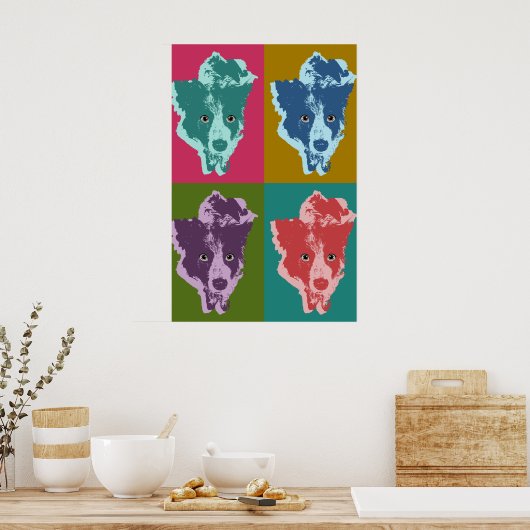Border Collie Pop Art Poster (Keuken)