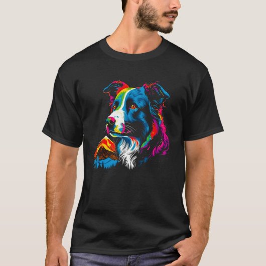Border Collie Pop Art T-shirt (Voorkant)