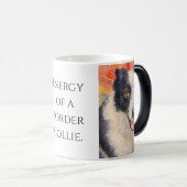 Border Collie Portrait Digital Painting Magische Mok (Voorkant rechts)