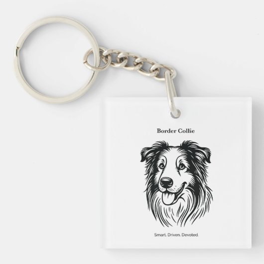 Border Collie Portrait Sleutelhanger (Voorkant)