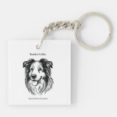 Border Collie Portrait Sleutelhanger (Achterkant)