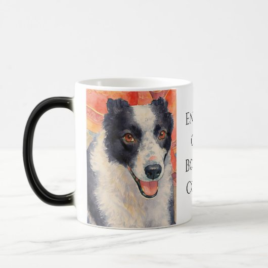 Border Collie Portret Digitale Schildering Magische Mok (Links)