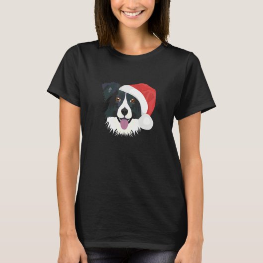 Border Collie Prettig kerstfeest T-shirt (Voorkant)