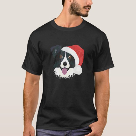Border Collie Prettig Kerstfeest T-shirt (Voorkant)