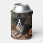 Border Collie Pumpkins Halloween Eng Blikjeskoeler (Blikje Voorkant)