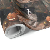 Border Collie Pumpkins Halloween Eng Cadeaupapier (Rol Hoek)