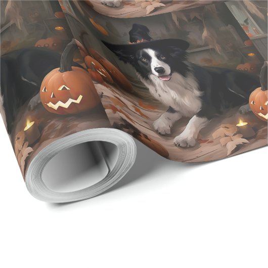 Border Collie Pumpkins Halloween Eng Cadeaupapier (Rol Hoek)