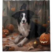 Border Collie Pumpkins Halloween Eng Douchegordijn (Voorkant)
