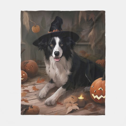 Border Collie Pumpkins Halloween Eng Fleece Deken (Voorkant)