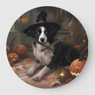 Border Collie Pumpkins Halloween Eng Grote Klok
