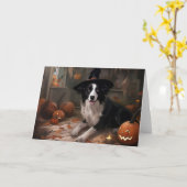 Border Collie Pumpkins Halloween Eng Kaart (Gele Bloem)