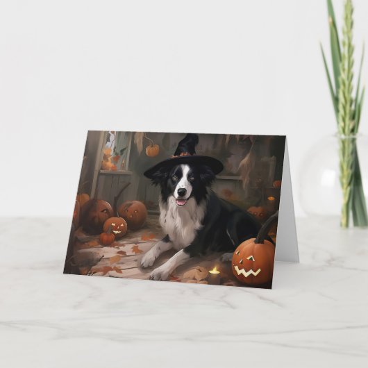 Border Collie Pumpkins Halloween Eng Kaart (Voorkant)
