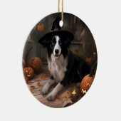 Border Collie Pumpkins Halloween Eng Keramisch Ornament (Rechts)