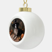 Border Collie Pumpkins Halloween Eng Keramische Bal Ornament (Rechts)