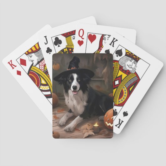 Border Collie Pumpkins Halloween Eng Pokerkaarten (Achterkant)