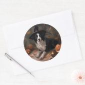 Border Collie Pumpkins Halloween Eng Ronde Sticker (Envelop)