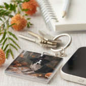 Border Collie Pumpkins Halloween Eng Sleutelhanger (Voorkant Rechts)