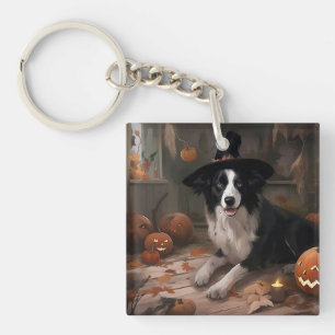Border Collie Pumpkins Halloween Eng Sleutelhanger