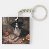 Border Collie Pumpkins Halloween Eng Sleutelhanger (Achterkant)