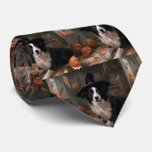Border Collie Pumpkins Halloween Eng Stropdas (Opgerold)