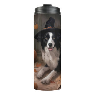 Border Collie Pumpkins Halloween Eng Thermosbeker