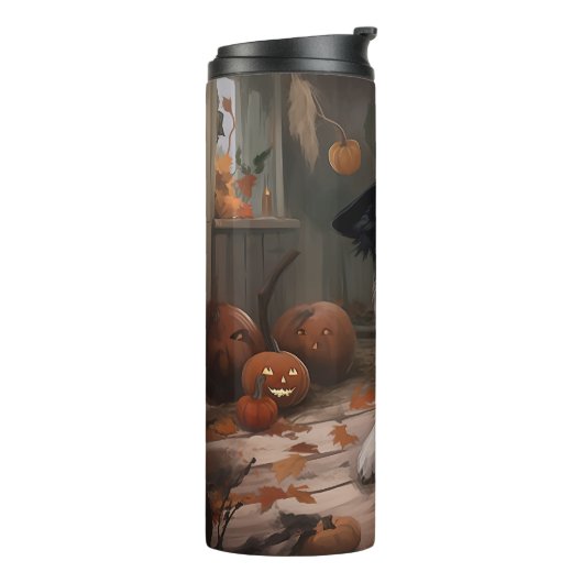 Border Collie Pumpkins Halloween Eng Thermosbeker (Gedraaid links)