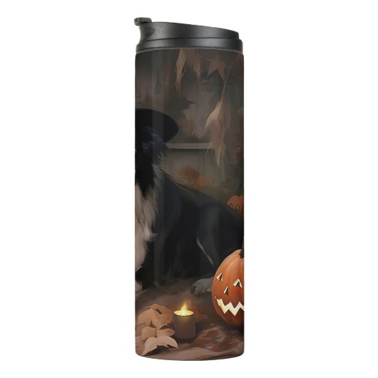 Border Collie Pumpkins Halloween Eng Thermosbeker (Geroteerd rechts)