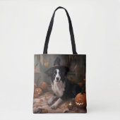 Border Collie Pumpkins Halloween Eng Tote Bag (Voorkant)