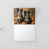 Border Collie Pup Autumn Delight Pompoen Kaart (Binnen)