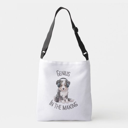 Border Collie Pup: Genie in de maak Crossbody Tas (Achterkant)