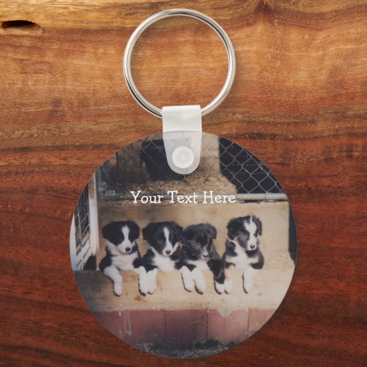 Border Collie Puppies Dog Sleutelhanger (Voorkant)