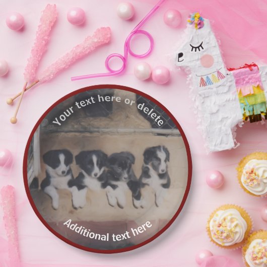 Border Collie Puppies Kunst Gepersonaliseerde Part Papieren Bordje (Feest)