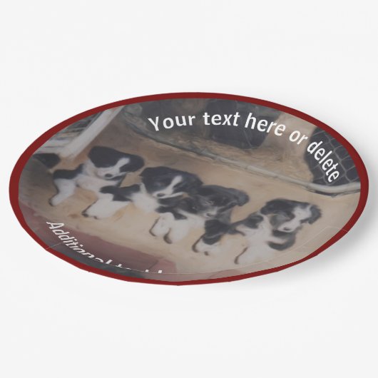 Border Collie Puppies Kunst Gepersonaliseerde Part Papieren Bordje (Gekanteld)