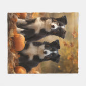 Border Collie Puppy Autumn Delight Pompoen Fleece Deken (Voorkant (Horizontaal))