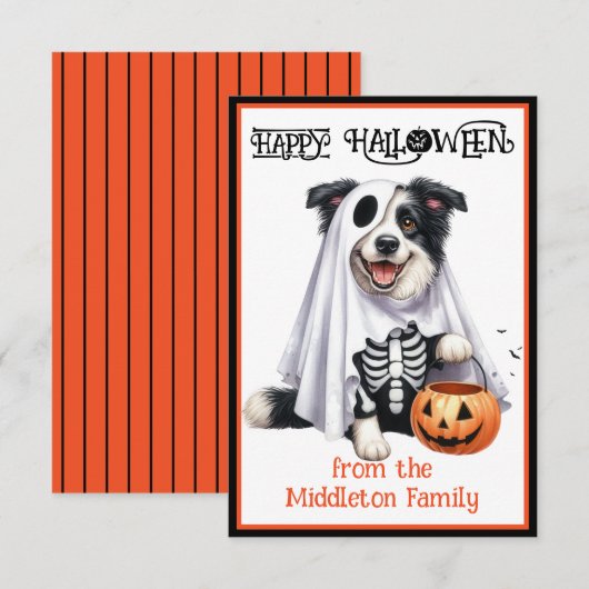 Border Collie Puppy Dog Happy Halloween Notitiekaartje (Voorkant / Achterkant)