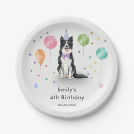 Border Collie Puppy Dog Kids Verjaardagsfeest Papieren Bordje