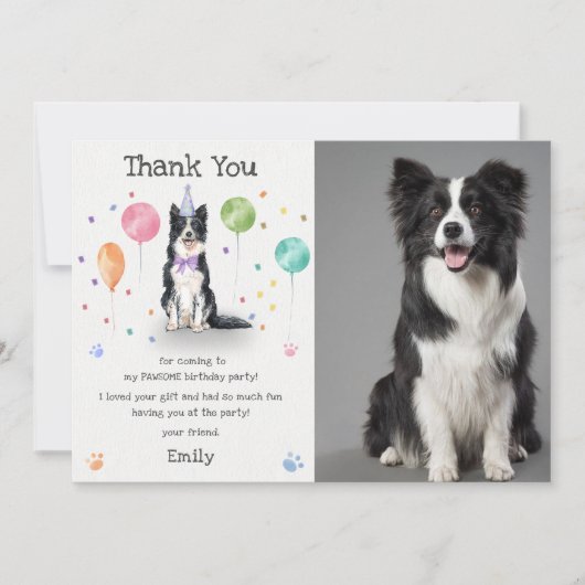 Border Collie Puppy Dog Verjaardag Dank je kaart (Voorkant)