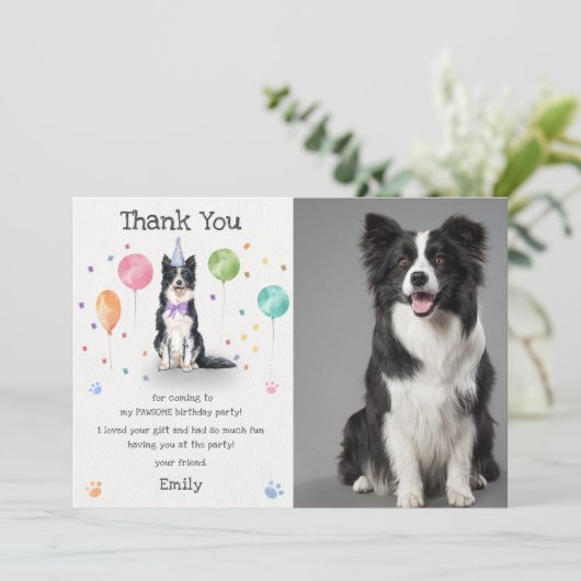 Border Collie Puppy Dog Verjaardag Dank je kaart (Staand voorkant)