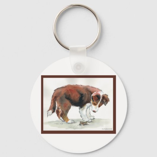 Border Collie Puppy & Grasshopper Sleutelhanger (Voorkant)