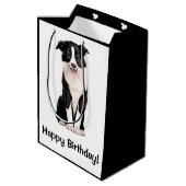 Border Collie Puppy Happy Birthday Medium Cadeauzakje (Achterkant Gekanteld)